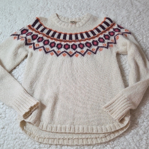 NWOT Kari Traa Fair Isle Nordic Wool Blend Ringheim Knit Sweater SzM Cream/Purpl - Picture 5 of 11
